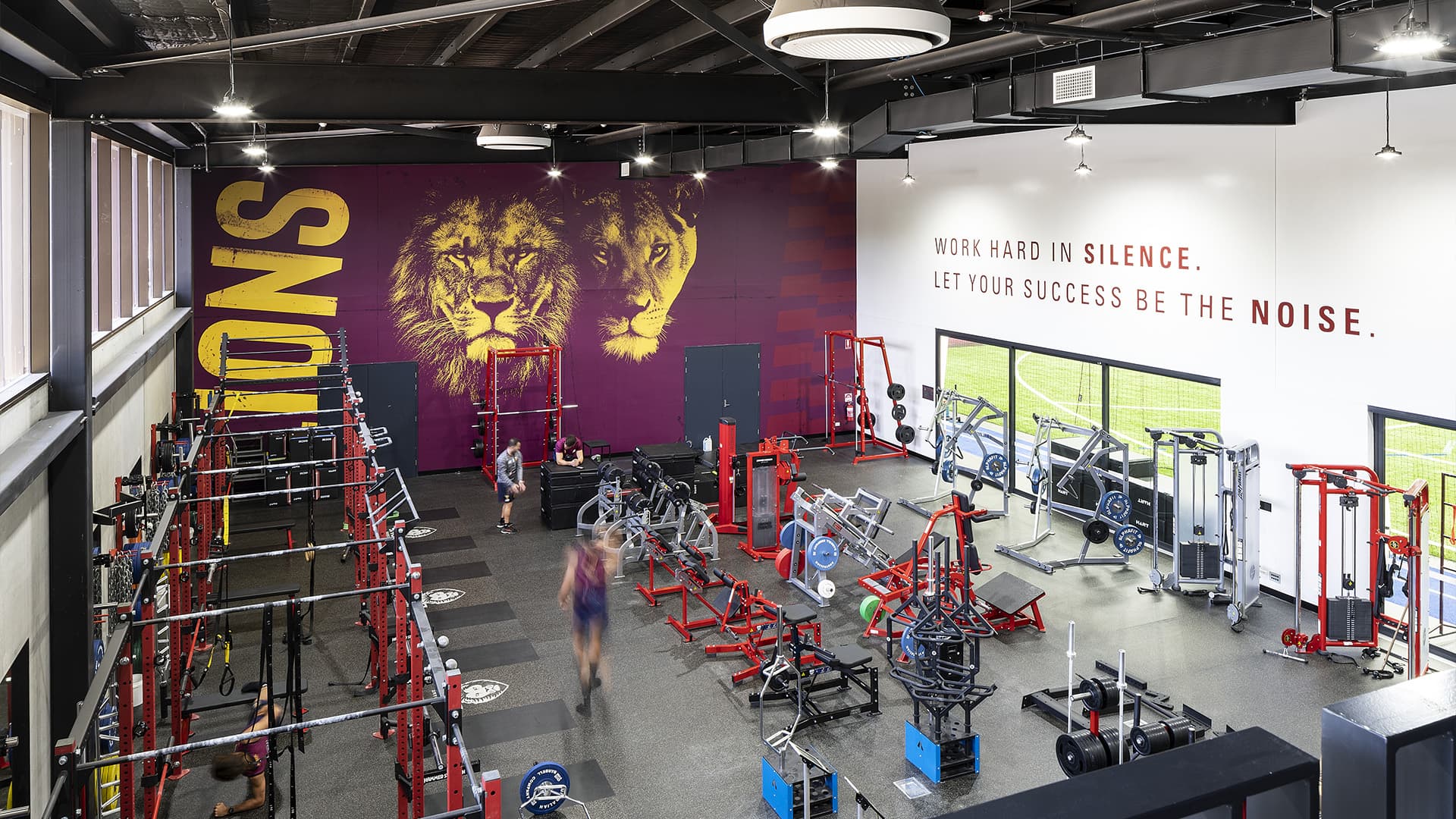 An aerial view of a gym at Brighton Home Arena.