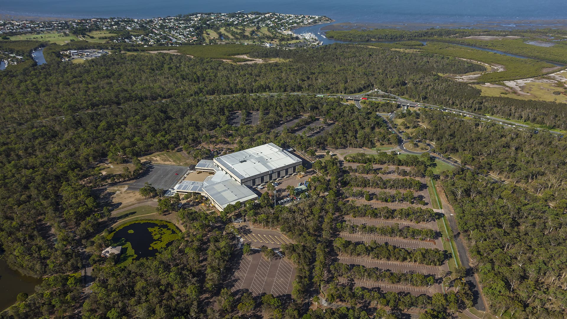 An aerial view of the Brisbane Entertainment Centre