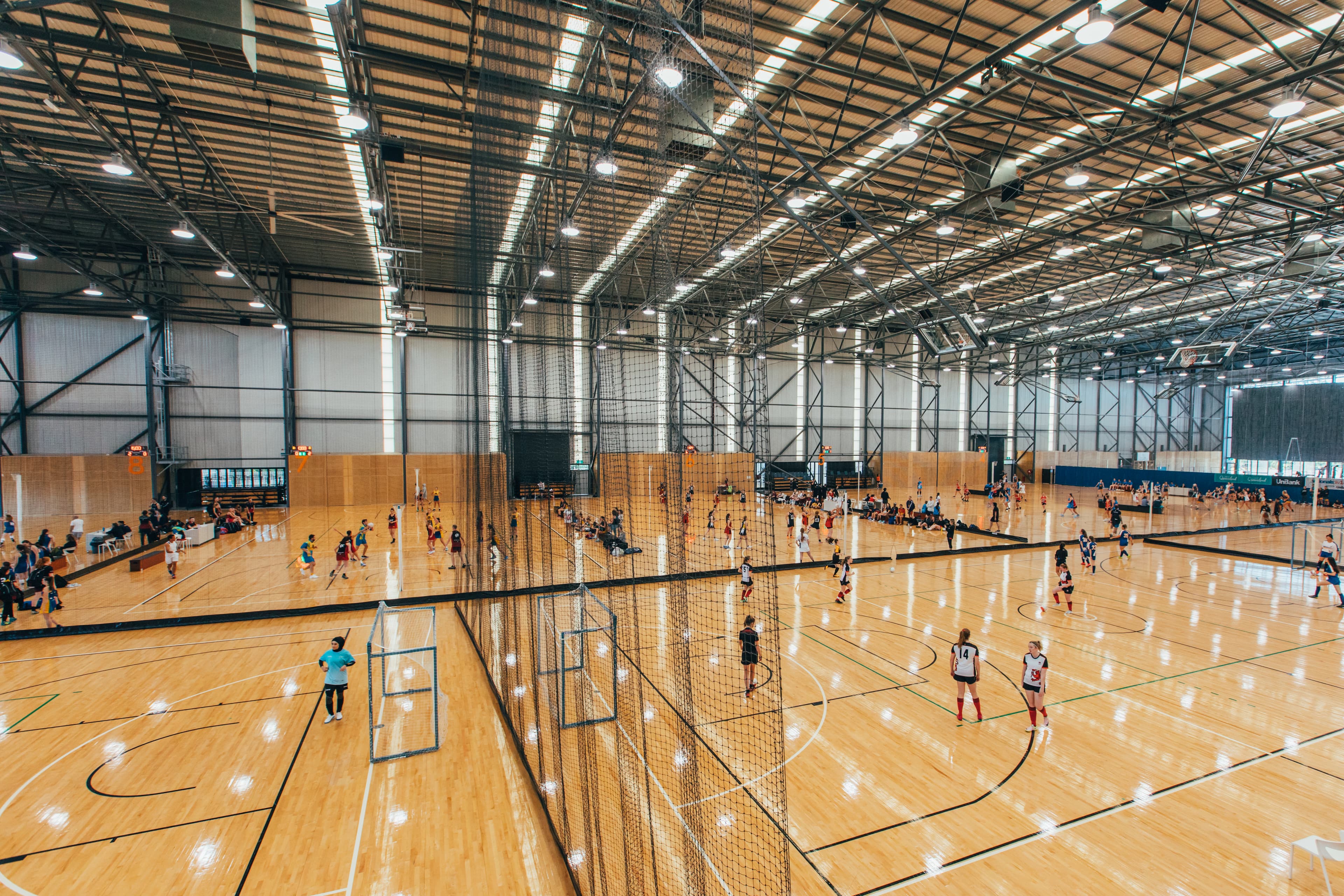 Inside photo of courts inside the Coomera Indoor Sports Centre