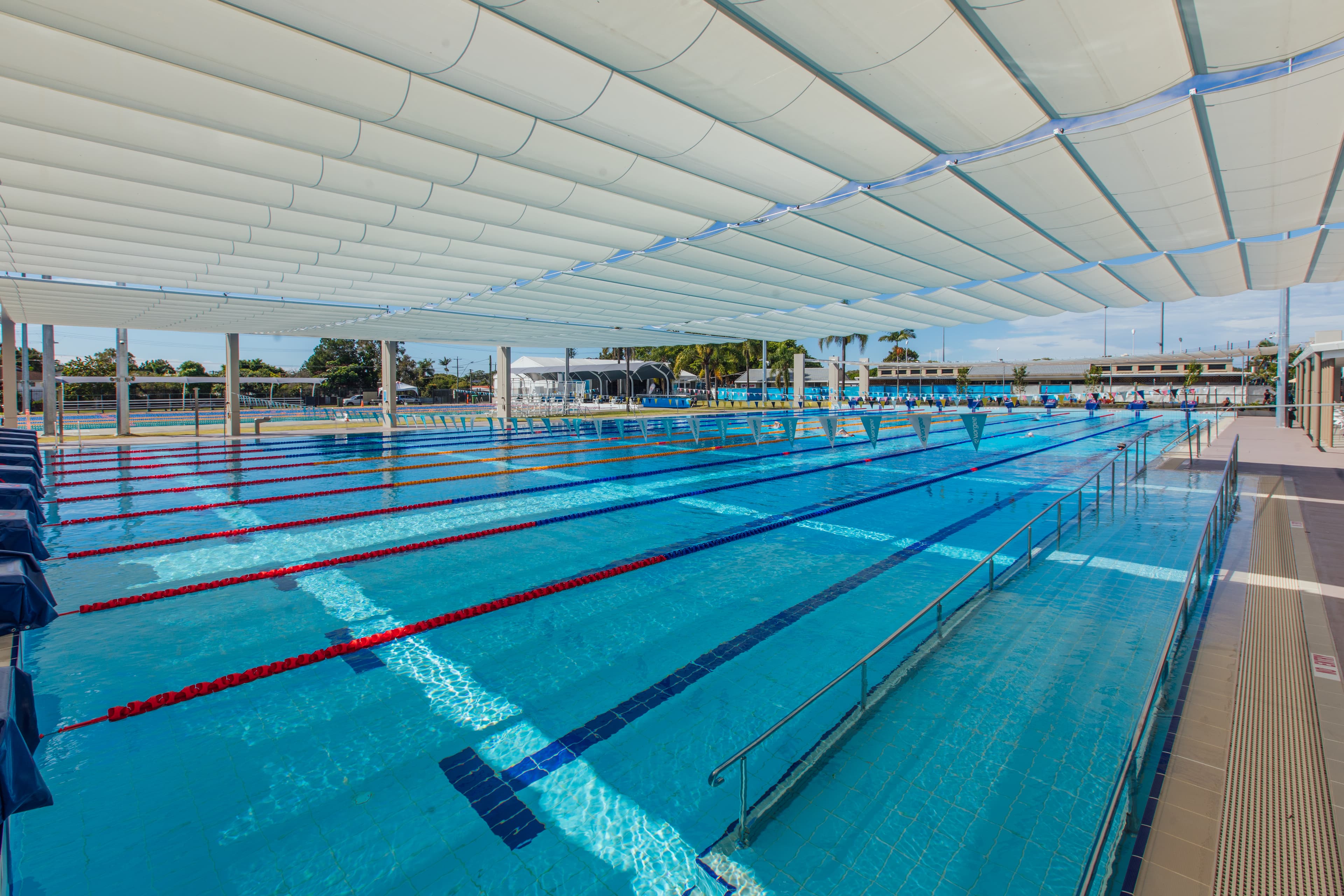 Close up of a 50m pool at the Miami Aquatic Centre