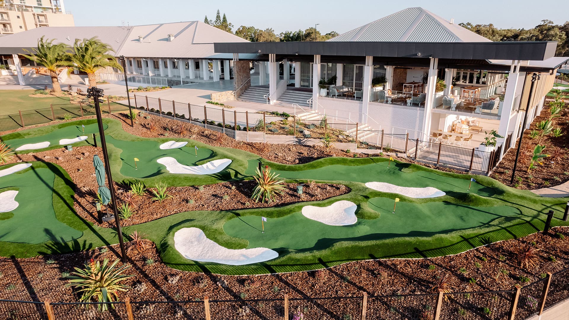 Mini Putt Putt course outside the Pelican Waters resort. 