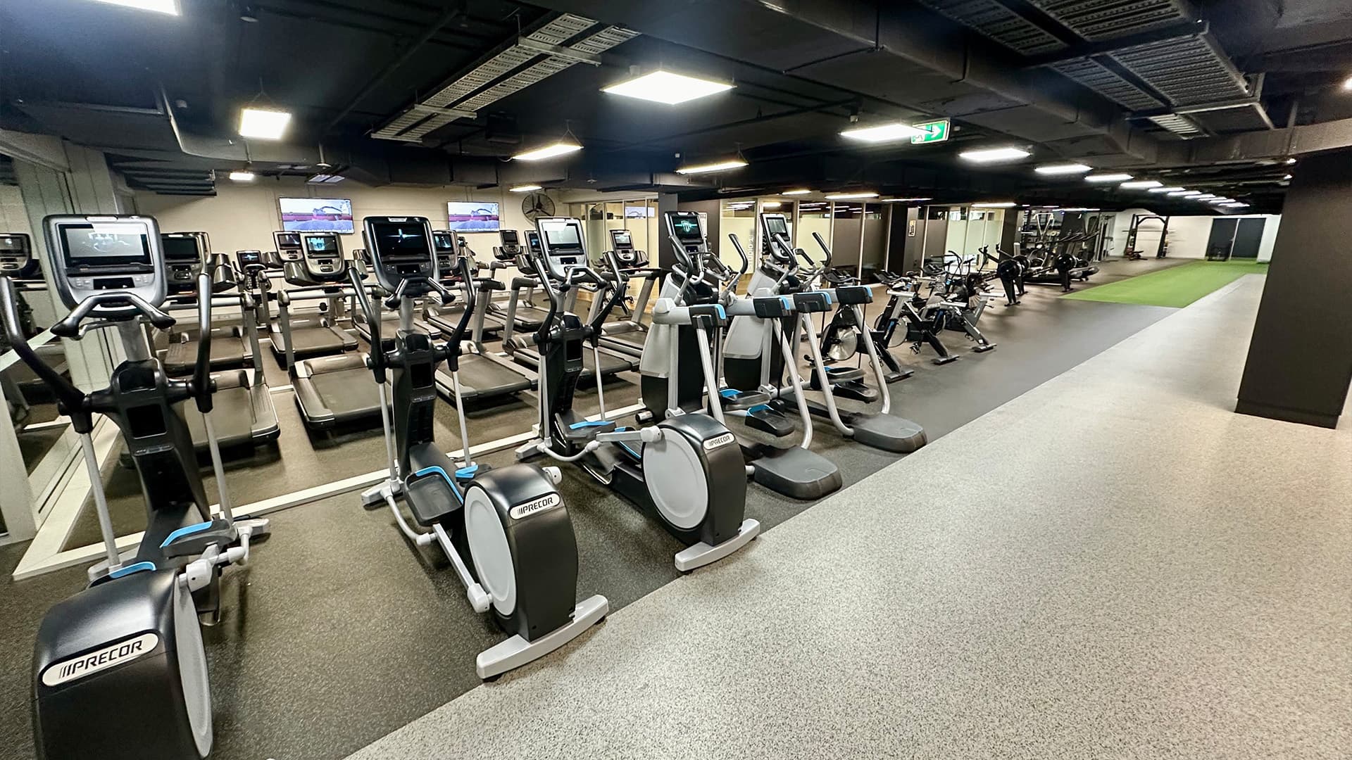 Exercise bikes and treadmills within QUT's gym at the Gardens Point Campus.