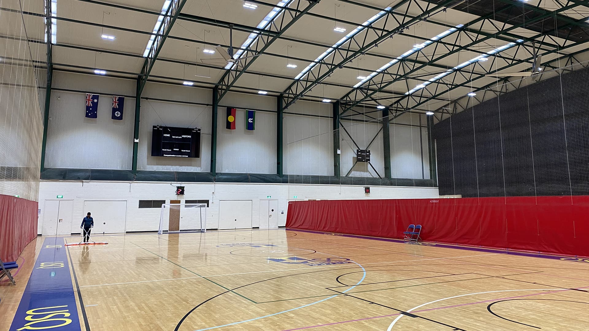 A wide angle view of indoor courts at University of Southern Queensland.